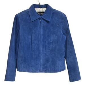 Revue Woman's Blue Suede Leather Jacket Size Small